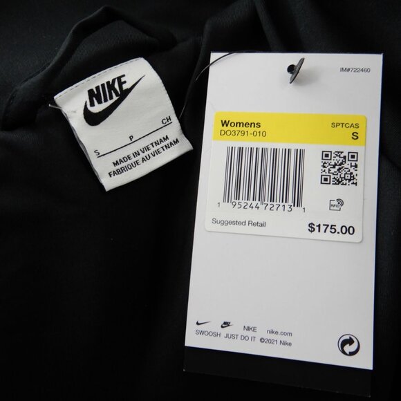 NIKE Faux Fur Plush Swoosh Teddy JACKET Size S Oversized Black Fossil Logo NEW - Picture 8 of 11